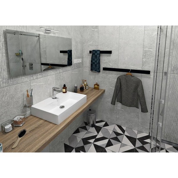 Suport pentru prosoape negru mat de montat pe perete Patron – Sapho-image-1