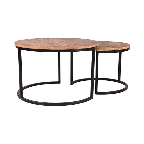 Set 2 măsuțe din lemn de mango LABEL51 Coffee, ⌀ 50 cm a ⌀ 70 cm-image-3
