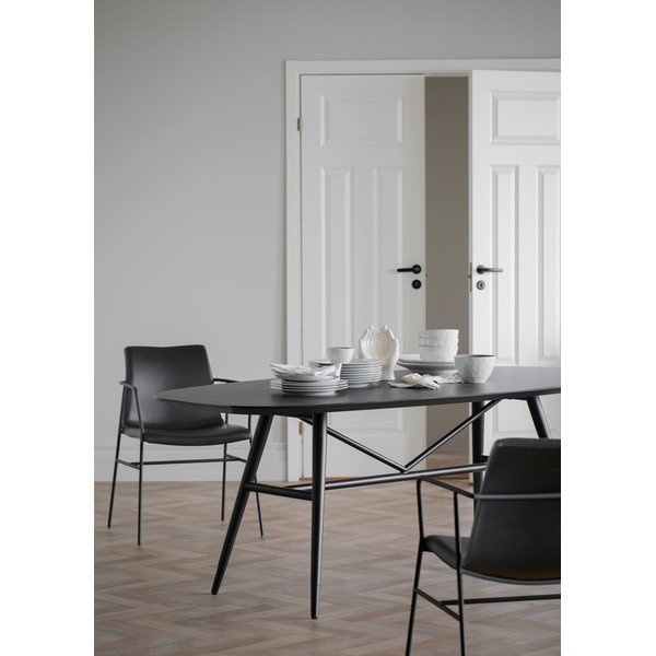 Scaun de dining cu tapițerie din imitație de piele Rowico Huntingbay, negru-image-1