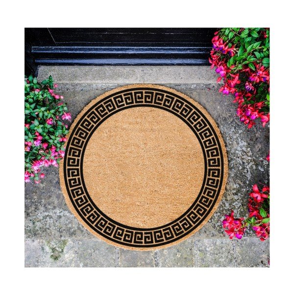 Covoraș intrare rotund fibre de cocos Artsy Doormats Greek Border, ⌀ 70 cm, negru-image-2