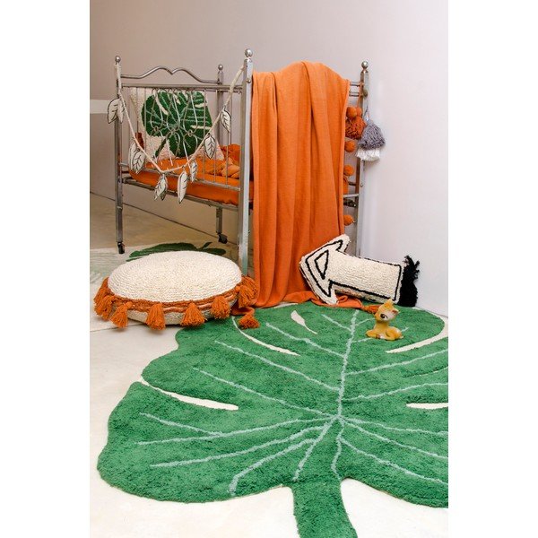 Covor pentru copii verde închis lavabil/țesut manual din bumbac 120x180 cm Monstera Leaf – Lorena Canals-image-1