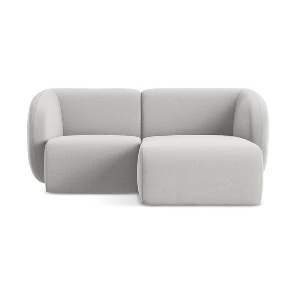 Colțar gri deschis cu tapițerie din catifea (cu colț pe partea dreaptă/cu șezlong) Lani – Makamii