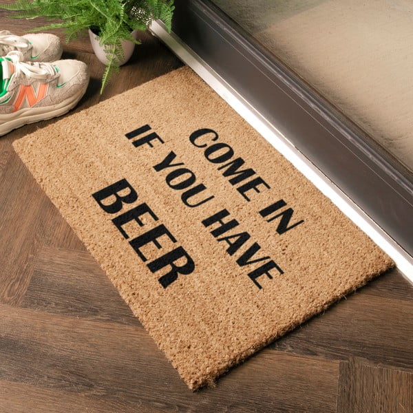 Covoraș de intrare din fibre de nucă de cocos 40x60 cm Come again and bring beer – Artsy Doormats-image-1