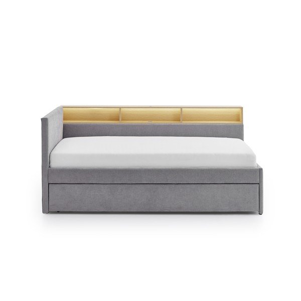 Pat pentru copii  gri pe colț cu spațiu de depozitare fără somieră 140x200 cm Uno – Meise Möbel