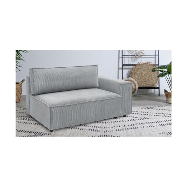 Modul pentru canapea gri deschis cu tapițerie din catifea reiată  (cu colț pe partea dreaptă) Nihad modular – Bobochic Paris-image-1