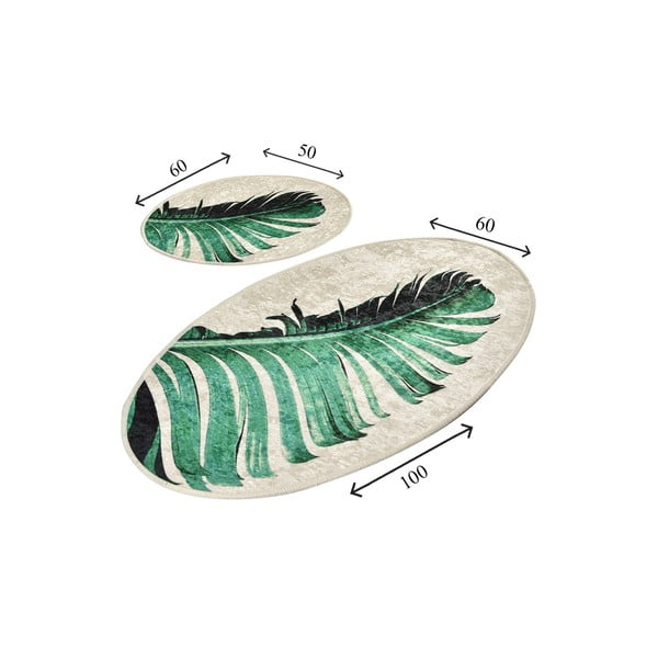 Covorașe de baie verzi-bej 2 buc. 60x100 cm Floret – Foutastic-image-3