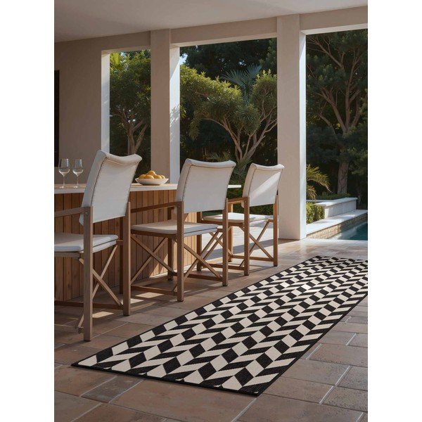 Covor tip traversă pentru interior și exterior negru/crem 80x200 cm Haringey Terrick – Ted Baker-image-2