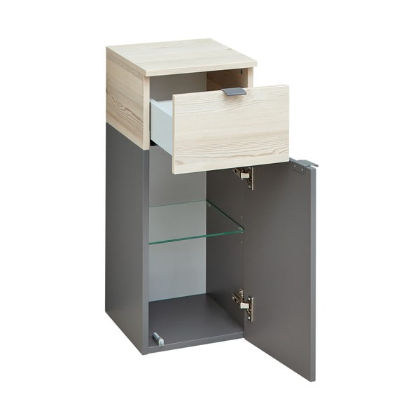 Dulap de baie gri-în culoare naturală jos/suspendat cu aspect de lemn de pin 72x30 cm Quickset 394 – Pelipal-image-2