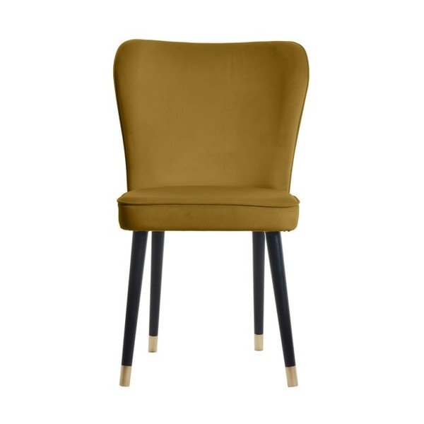 Scaun dining cu detalii aurii JohnsonStyle Odette French Velvet, galben muștar-image-2