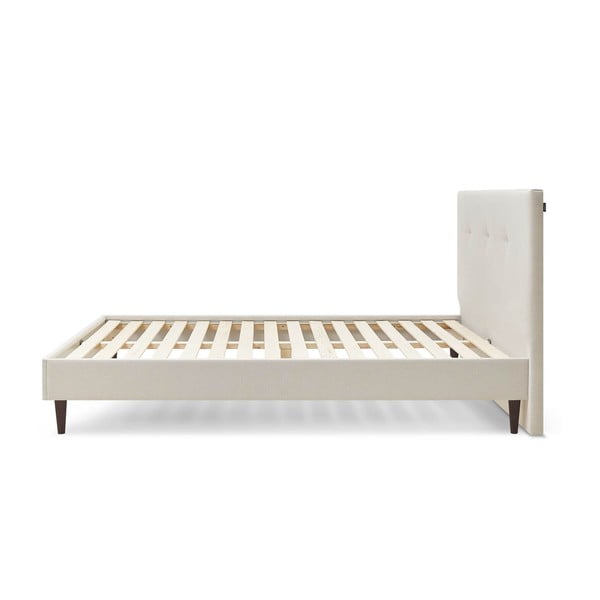 Pat matrimonial 160x200 cm bej tapițat cu somieră Tory – Bobochic Paris-image-2