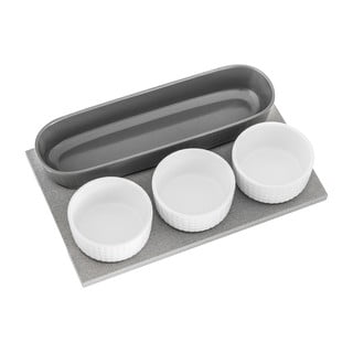 Set 4 boluri de servire și platou Villa Altachiara Yin&Yang, 29 x 18,5 cm