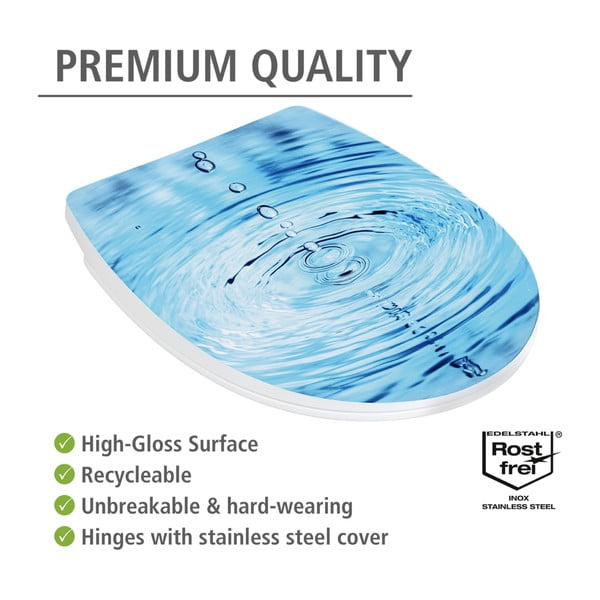 Capac WC 38 x 45 cm Easy-Close (cu închidere automată) Droplets – Wenko-image-4