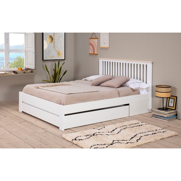 Pat matrimonial alb cu somieră 140x190 cm Enara – Marckeric-image-4