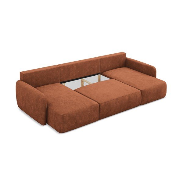 Colțar teracotă extensibil/cu spațiu de depozitare cu tapițerie din chenille (în formă de "U") Lilo – Makamii-image-3