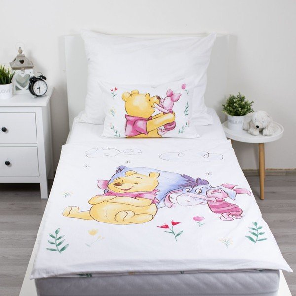 Lenjerie de pat pentru copii din bumbac pentru pătuț 100x135 cm Winnie the Pooh "Pooh Hugs" – Jerry Fabrics-image-1