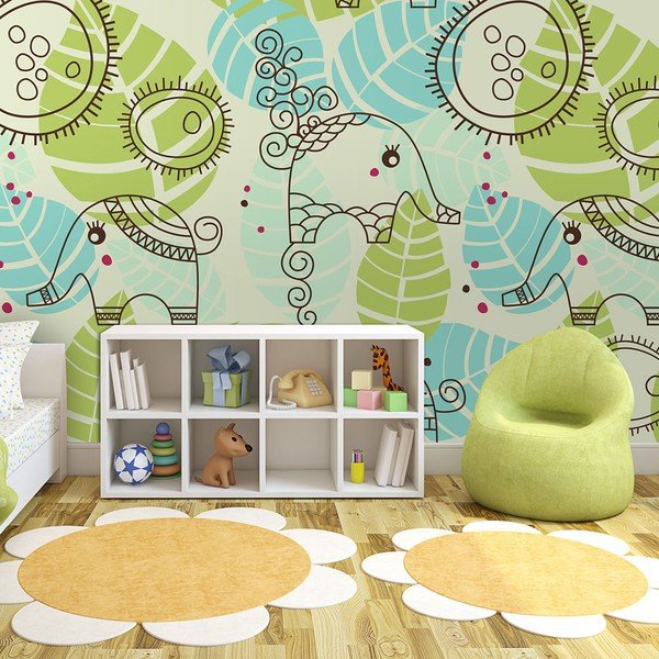 Tapet în format mare Artgeist Childish Elephants, 400 x 309 cm-image-1