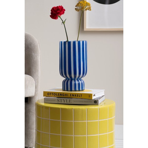 Vază albastră din sticlă (înălțime 26 cm) Rayado Retro – PT LIVING-image-1