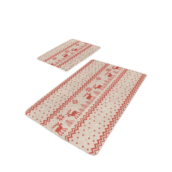 Covorașe de baie roșu/bej 2 buc. 60x100 cm – Mila Home