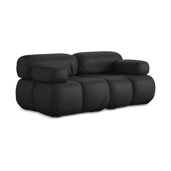 Canapea modulară neagră cu tapițerie din imitație de piele 190 cm Lokua – Makamii-image-3