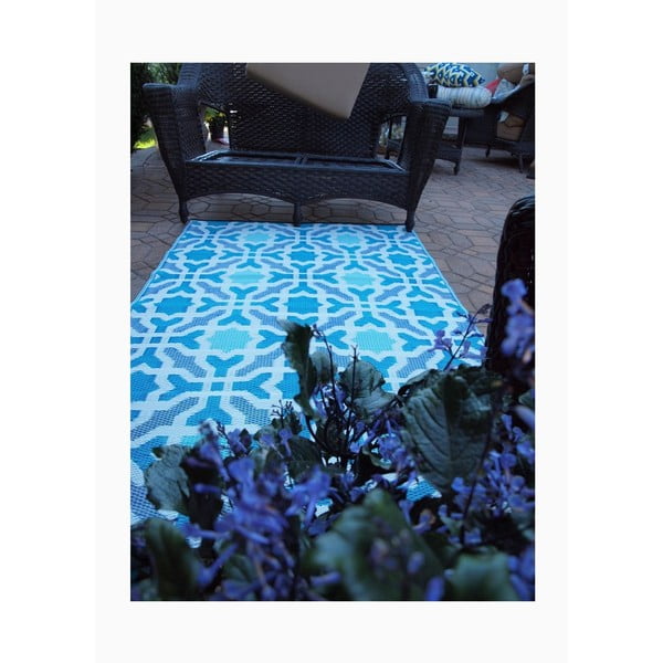 Covor reversibil pentru exterior din plastic reciclat Fab Hab Seville, 150 x 240 cm, albastru - gri-image-4