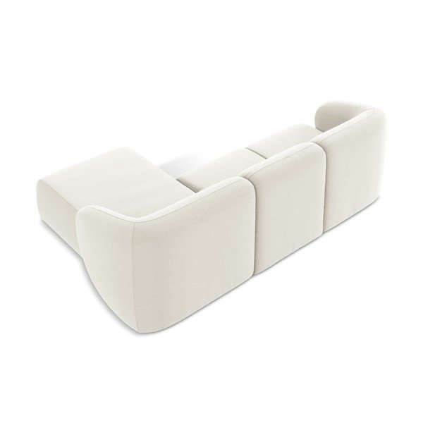 Colțar bej cu tapițerie din catifea (cu colț pe partea dreaptă/cu șezlong) Lani – Makamii-image-3