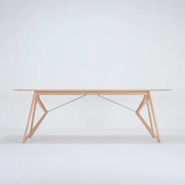 Masă de dining din lemn masiv de stejar 220x90 cm Tink - Gazzda-image-1