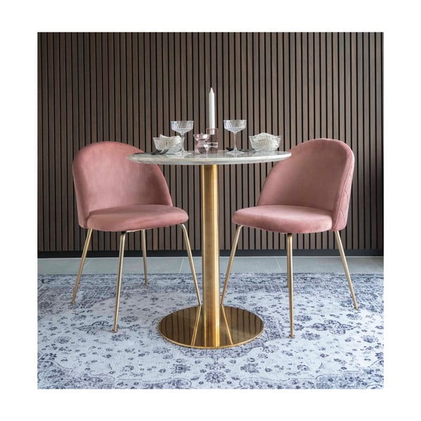 Masă de dining rotundă cu blat cu aspect de marmură ø 70 cm Bolzano – House Nordic-image-3