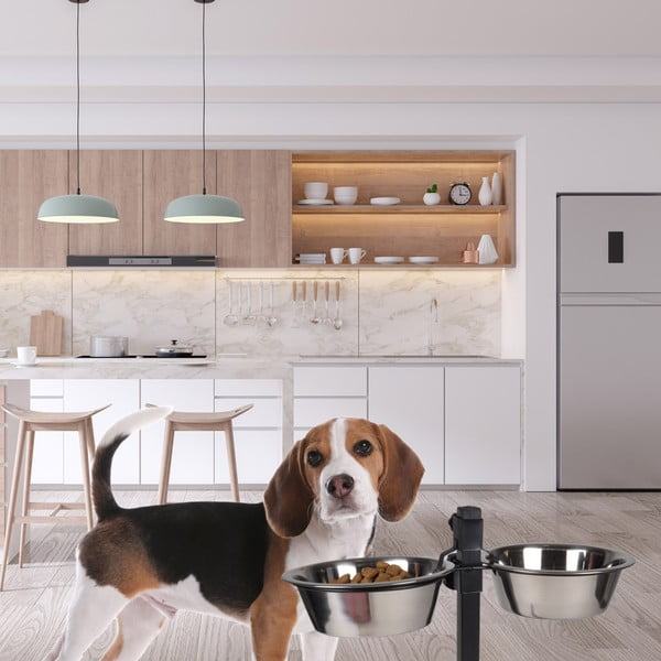 Set boluri cu suport pentru câini din oțel inoxidabil – Love Story-image-1