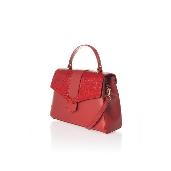Geantă din piele Federica Bassi Marta, roșu-image-3