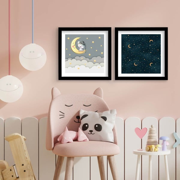 Tablouri pentru copii 2 buc. 33x33 cm Night - Wallity-image-1