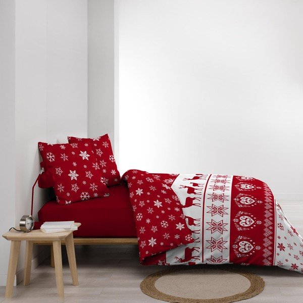 Lenjerie de pat roșie din microflanel pentru pat dublu/extinsă 240x220 cm Floconette – douceur d'intérieur-image-4