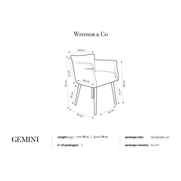 Scaun din catifea Windsor & Co Sofas Gemini-image-3