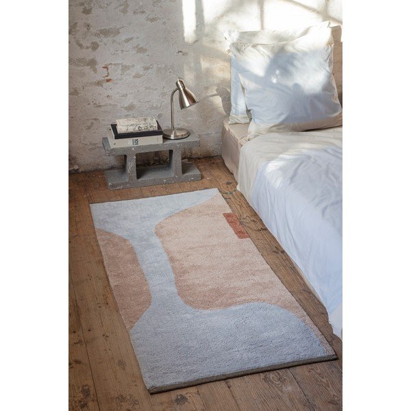 Covor tip traversă albastru deschis/bej lavabil din bumbac 70x150 cm Figura – Mette Ditmer Denmark-image-2