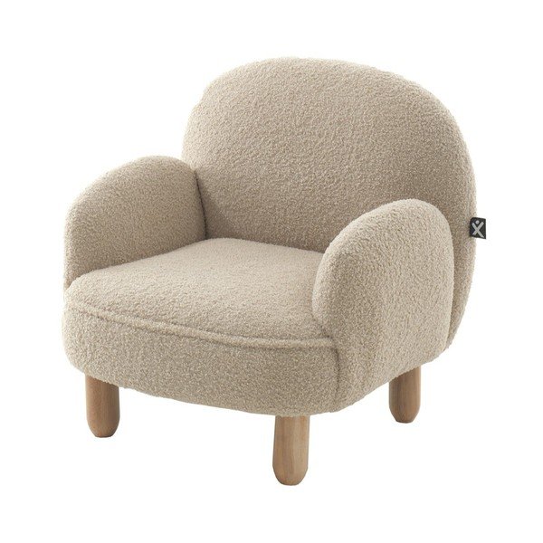 Fotoliu de copii bej cu tapițerie din țesătură bouclé Rocky – Vipack
