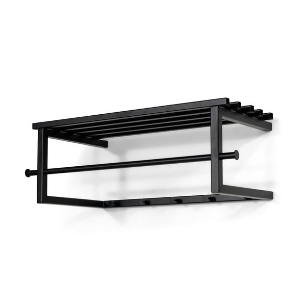 Cuier de perete negru cu raft din metal 76 cm Marco – Spinder Design