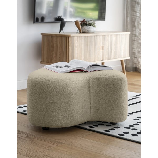 Taburet bej cu tapițerie din stofă bouclé Miuf – Miuform-image-1