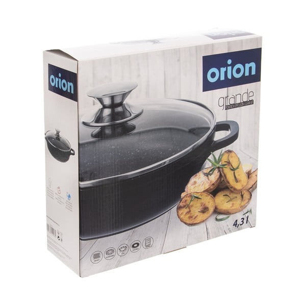 Oală din aluminiu neaderent cu capac din sticlă Orion Grande, ⌀ 28 cm-image-3