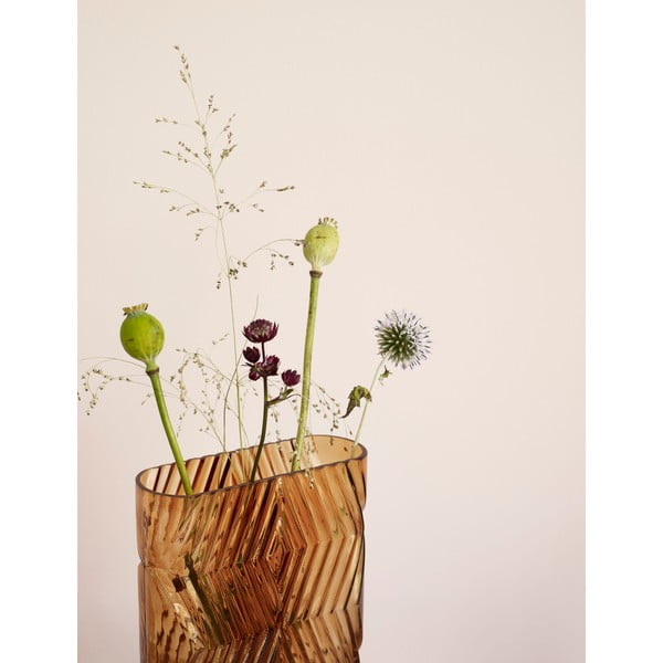 Vază din sticlă Hübsch Deco, înălțime 18 cm, portocaliu-image-1