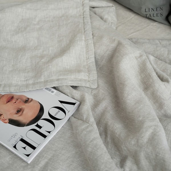 Cuvertură în culoare naturală matlasată din in 220x260 cm Melange – Linen Tales-image-4