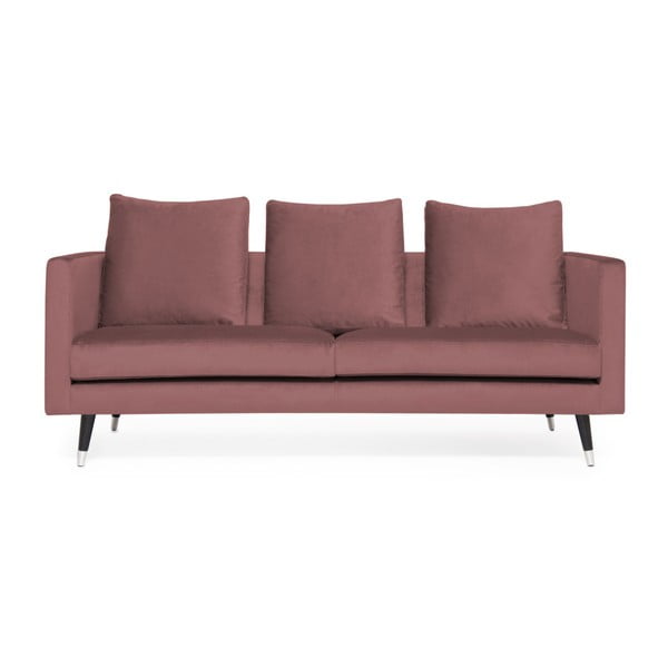 Canapea cu 3 locuri și picioare argintii Vivonita Harper Velvet, roz