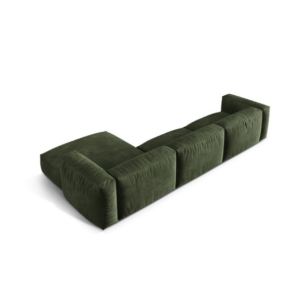 Colțar modular verde cu tapițerie din catifea (cu colț pe partea dreaptă/cu șezlong) Martina – Micadoni -image-4