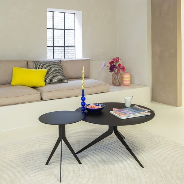 Măsuță de cafea neagră rotundă din metal ø 78 cm Daley – Spinder Design-image-1