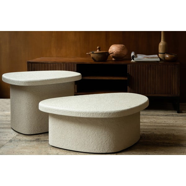 Măsuță de cafea bej cu aspect de marmură 49x74 cm Veda – Dutchbone