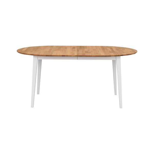 Masă de dining ovală pliabilă din lemn de stejar, cu picioare albe Rowico Filipa, 170 x 105 cm-image-1