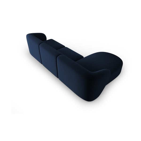 Colțar albastru cu tapițerie din catifea (cu colț pe partea stângă, cu șezlong) Paolo – Milo Casa-image-3