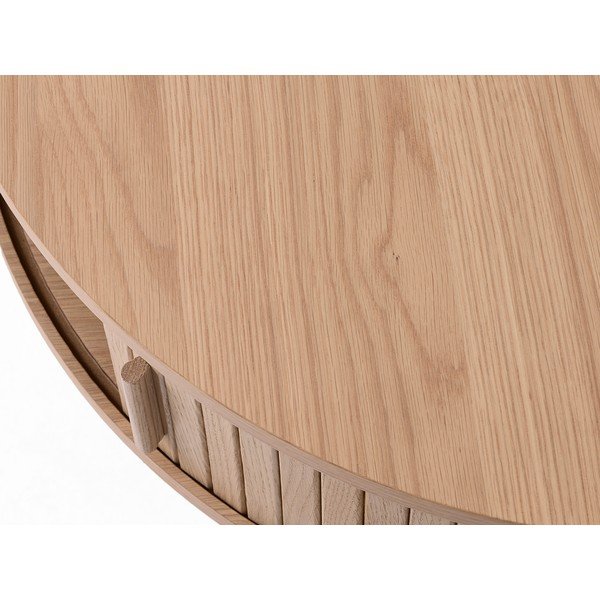 Măsuță de cafea în culoare naturală deschisă rotundă cu aspect de lemn de stejar ø 85 cm Meta – Unique Furniture-image-4