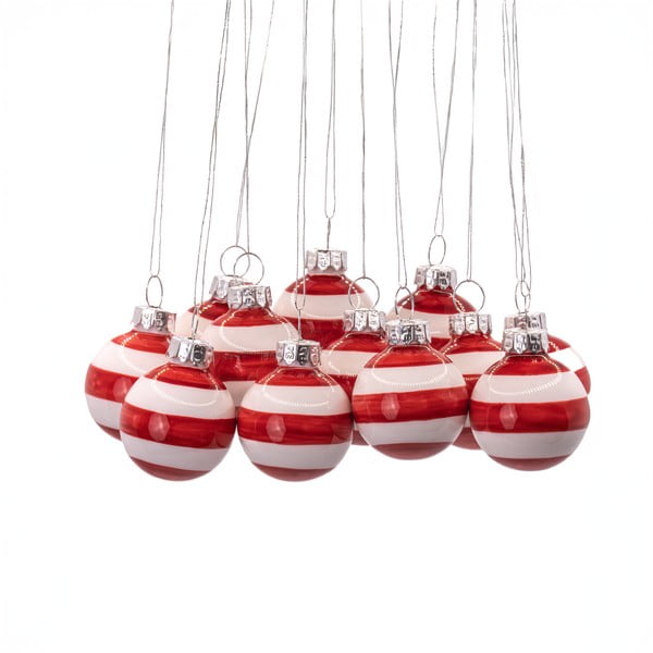 Globuri de Crăciun lucrate manual 12 buc. din sticlă ø 3 cm Bauble Stripe – Sass & Belle