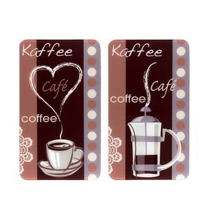 Set 2 protecții din sticlă pentru aragaz Maximex Coffee, 52 x 30 cm