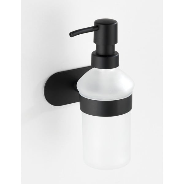 Dozator săpun cu suport de perete din oțel inoxidabil Wenko Orea Trubo-Loc®, negru mat-image-1