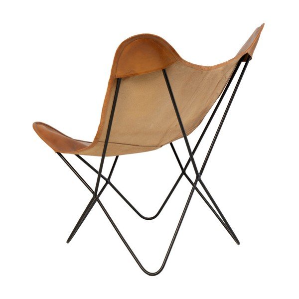 Fotoliu din piele tip fluture sømcasa Farfalla, maro coniac-image-4